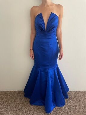 Jovani Strapless Cobalt Blue Mermaid Gown